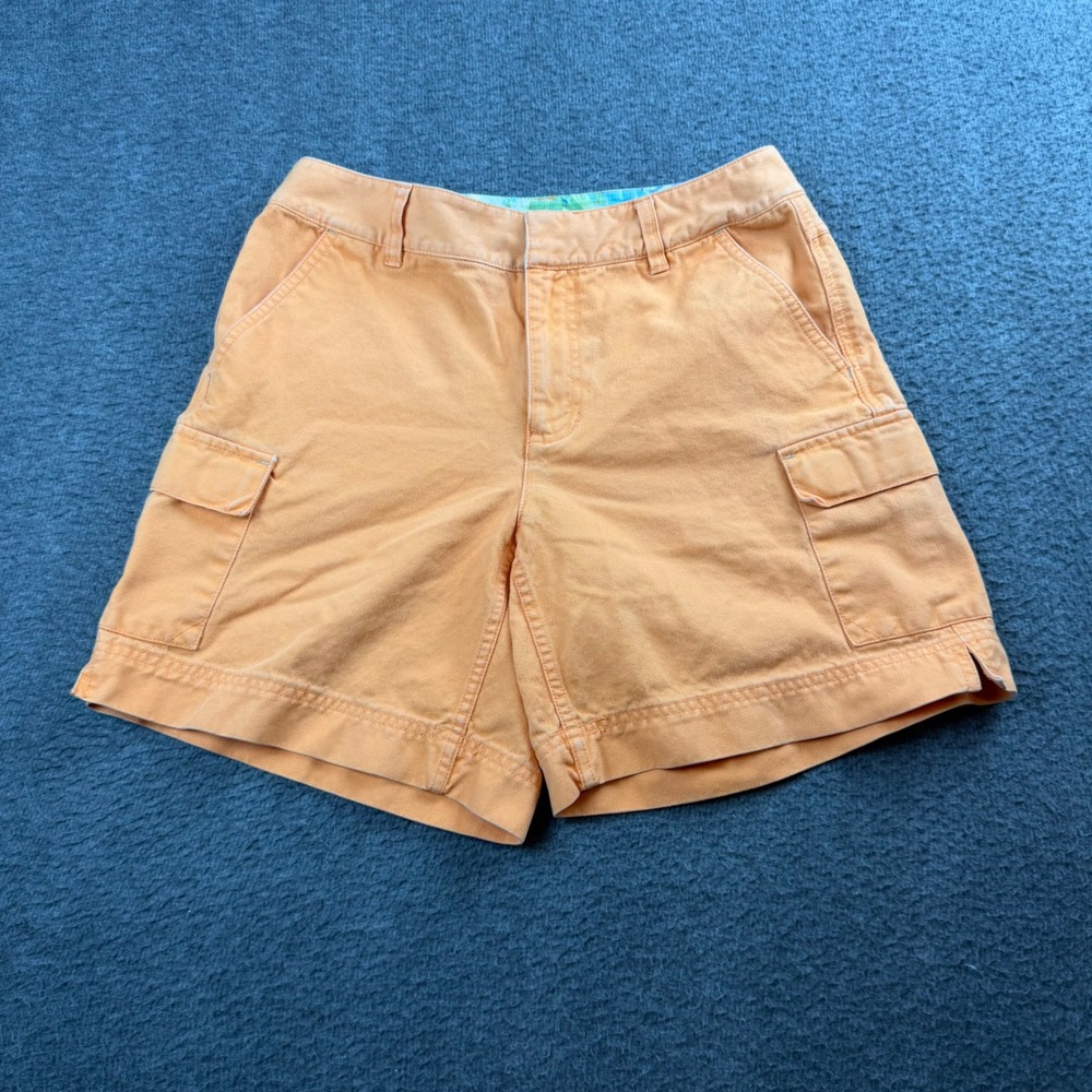 Liz Claiborne Cargo Shorts Women's 8 Orange Cotton Canvas Utility Pockets Summer
